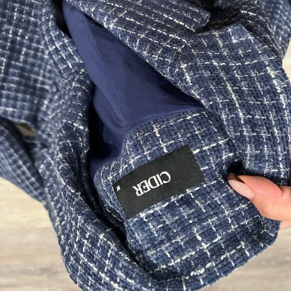 Cider Tweed Notched Collar Long Sleeve Crop Blazer Medium - Picture 6 of 6